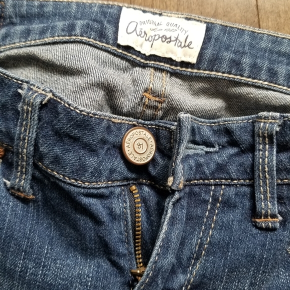Aeropostale Ultra Skinny Medium Dark Wash Denim Jeans Low Rise Short - Picture 2 of 6